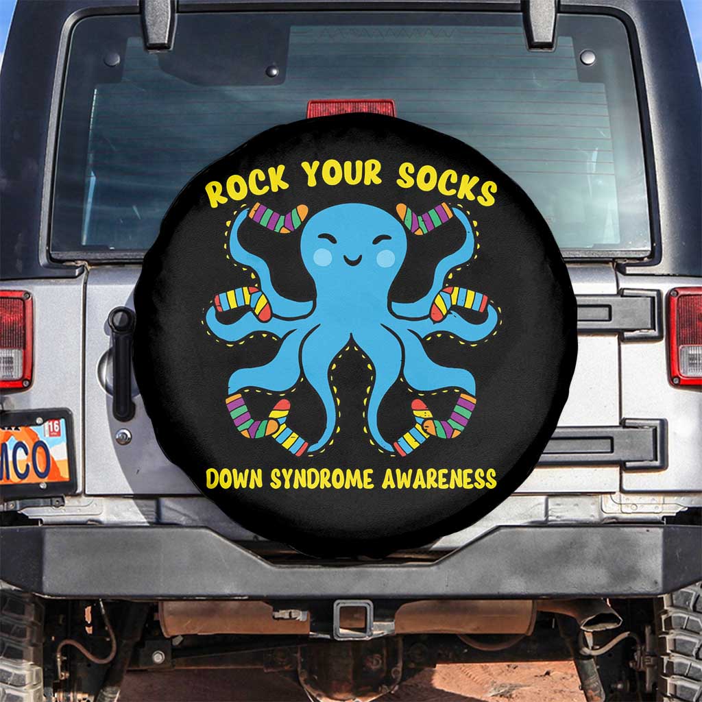 World Down Syndrome Day Spare Tire Cover Octopus Rock Your Sock Support 321 TS10 No hole Black Print Your Wear