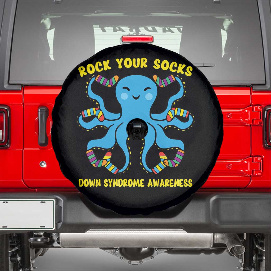 World Down Syndrome Day Spare Tire Cover Octopus Rock Your Sock Support 321 TS10 Black Print Your Wear