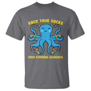 World Down Syndrome Day T Shirt Octopus Rock Your Sock Support 321 TS10 Charcoal Print Your Wear