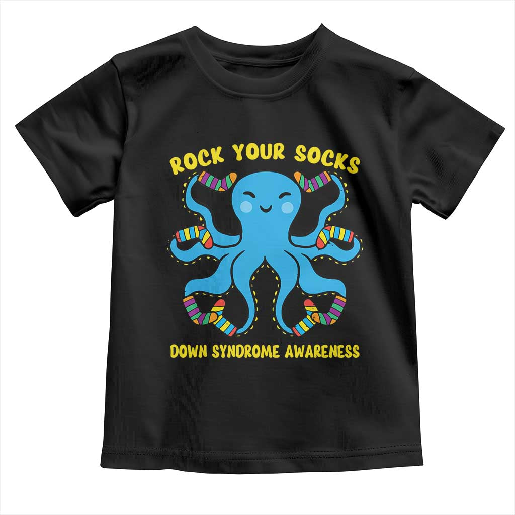 World Down Syndrome Day Toddler T Shirt Octopus Rock Your Sock Support 321 TS10 Black Print Your Wear