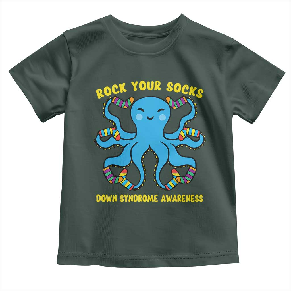 World Down Syndrome Day Toddler T Shirt Octopus Rock Your Sock Support 321 TS10 Dark Forest Green Print Your Wear