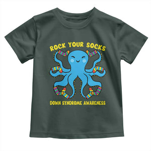 World Down Syndrome Day Toddler T Shirt Octopus Rock Your Sock Support 321 TS10 Dark Forest Green Print Your Wear