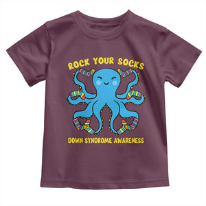 World Down Syndrome Day Toddler T Shirt Octopus Rock Your Sock Support 321 TS10 Maroon Print Your Wear