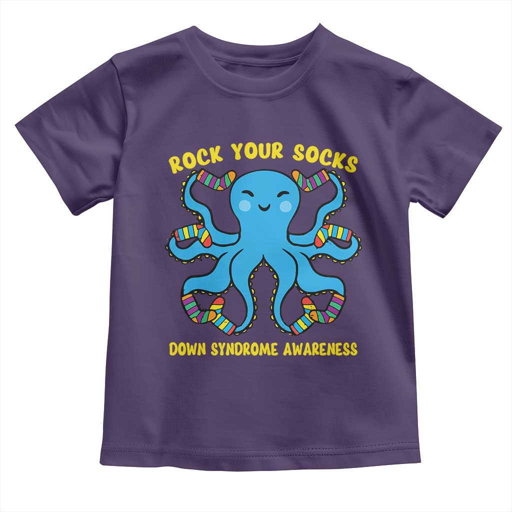 World Down Syndrome Day Toddler T Shirt Octopus Rock Your Sock Support 321 TS10 Purple Print Your Wear