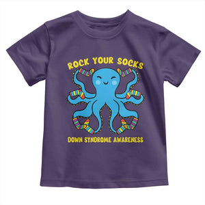 World Down Syndrome Day Toddler T Shirt Octopus Rock Your Sock Support 321 TS10 Purple Print Your Wear