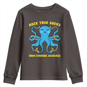 World Down Syndrome Day Youth Sweatshirt Octopus Rock Your Sock Support 321 TS10 Dark Chocolate Print Your Wear