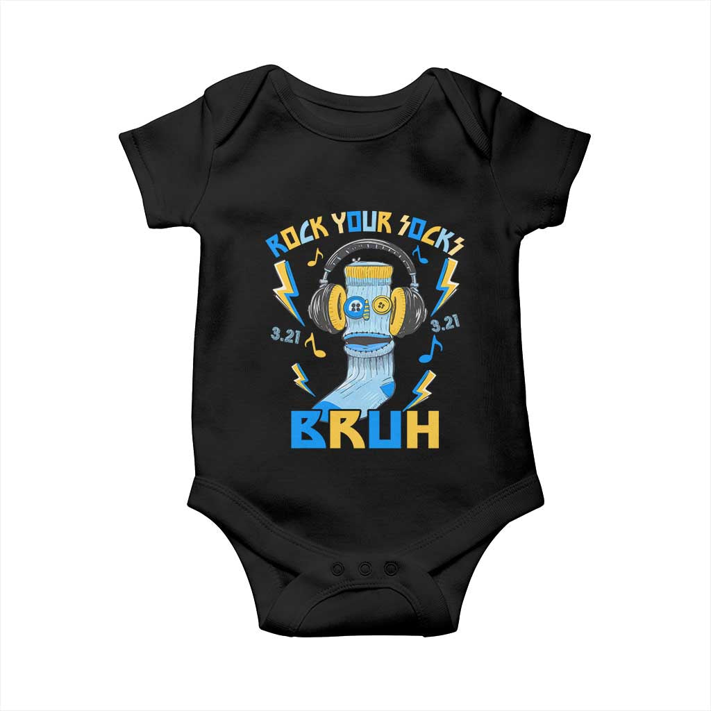 World Down Syndrome Day Baby Onesie Rock Your Sock Bruh Support 321 TS10 Black Print Your Wear