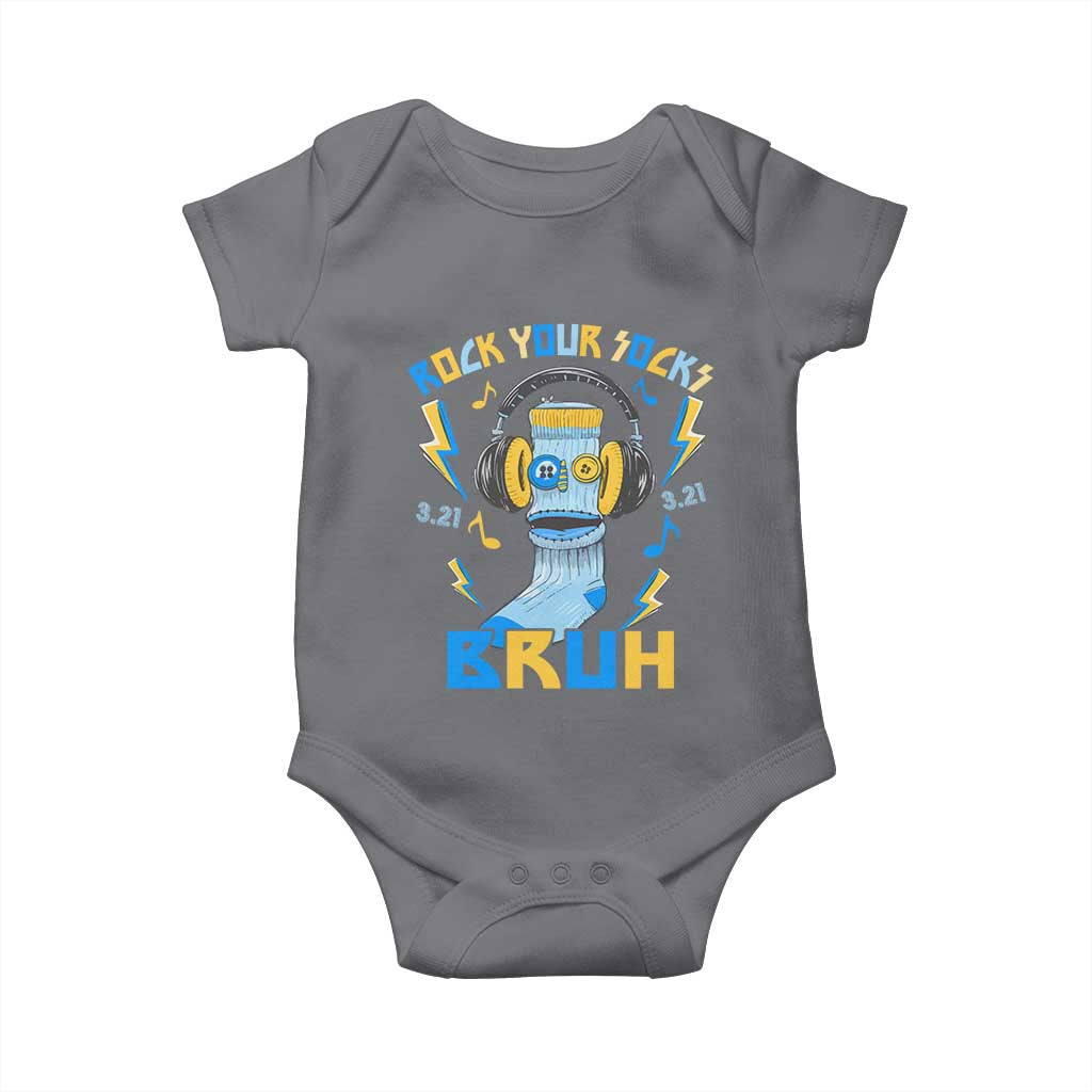 World Down Syndrome Day Baby Onesie Rock Your Sock Bruh Support 321 TS10 Charcoal Print Your Wear