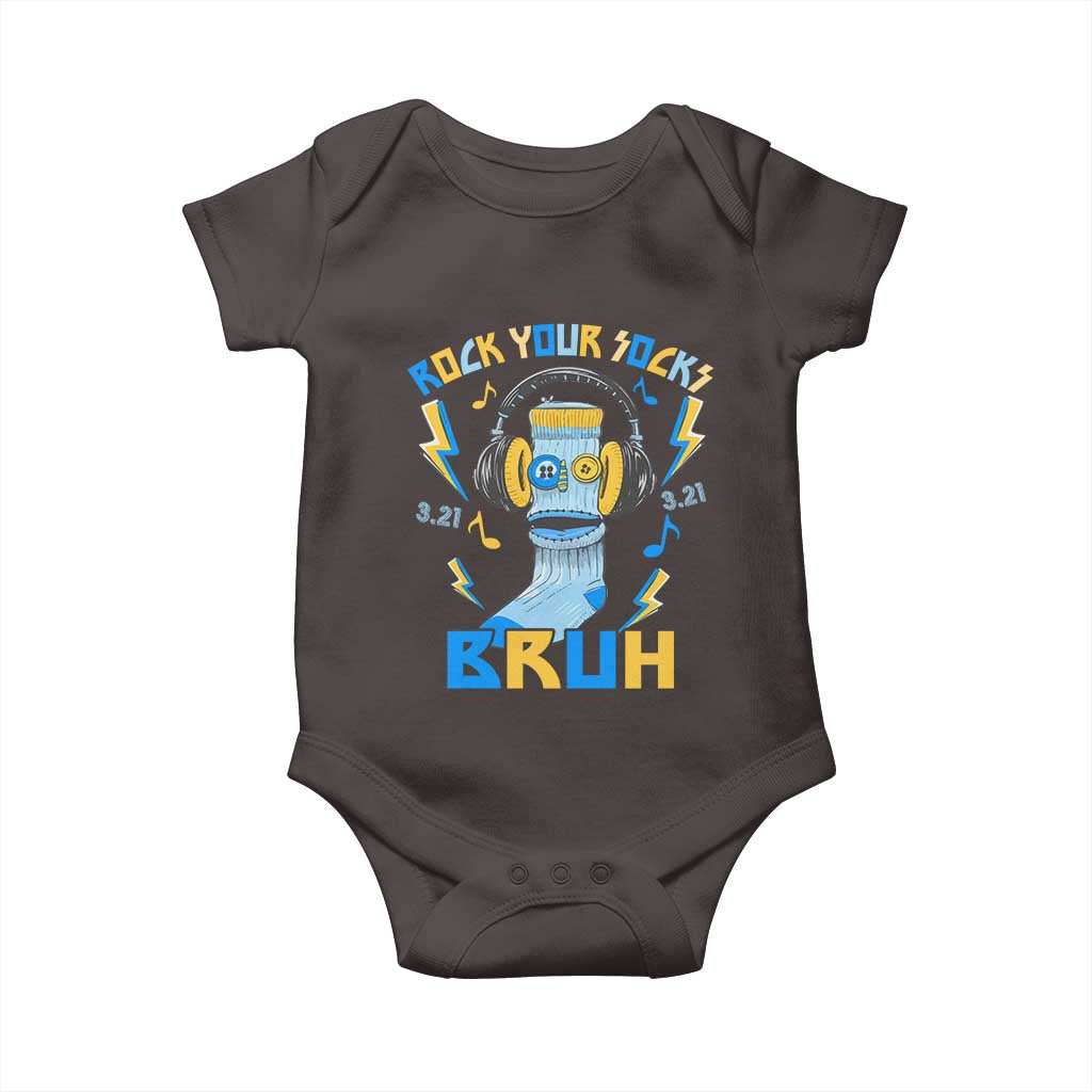 World Down Syndrome Day Baby Onesie Rock Your Sock Bruh Support 321 TS10 Dark Chocolate Print Your Wear
