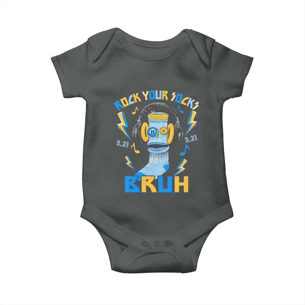 World Down Syndrome Day Baby Onesie Rock Your Sock Bruh Support 321 TS10 Dark Heather Print Your Wear