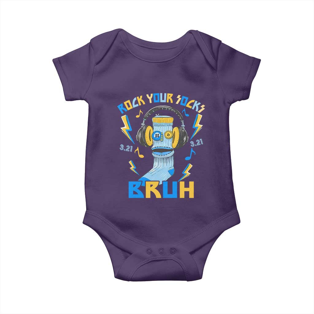 World Down Syndrome Day Baby Onesie Rock Your Sock Bruh Support 321 TS10 Purple Print Your Wear