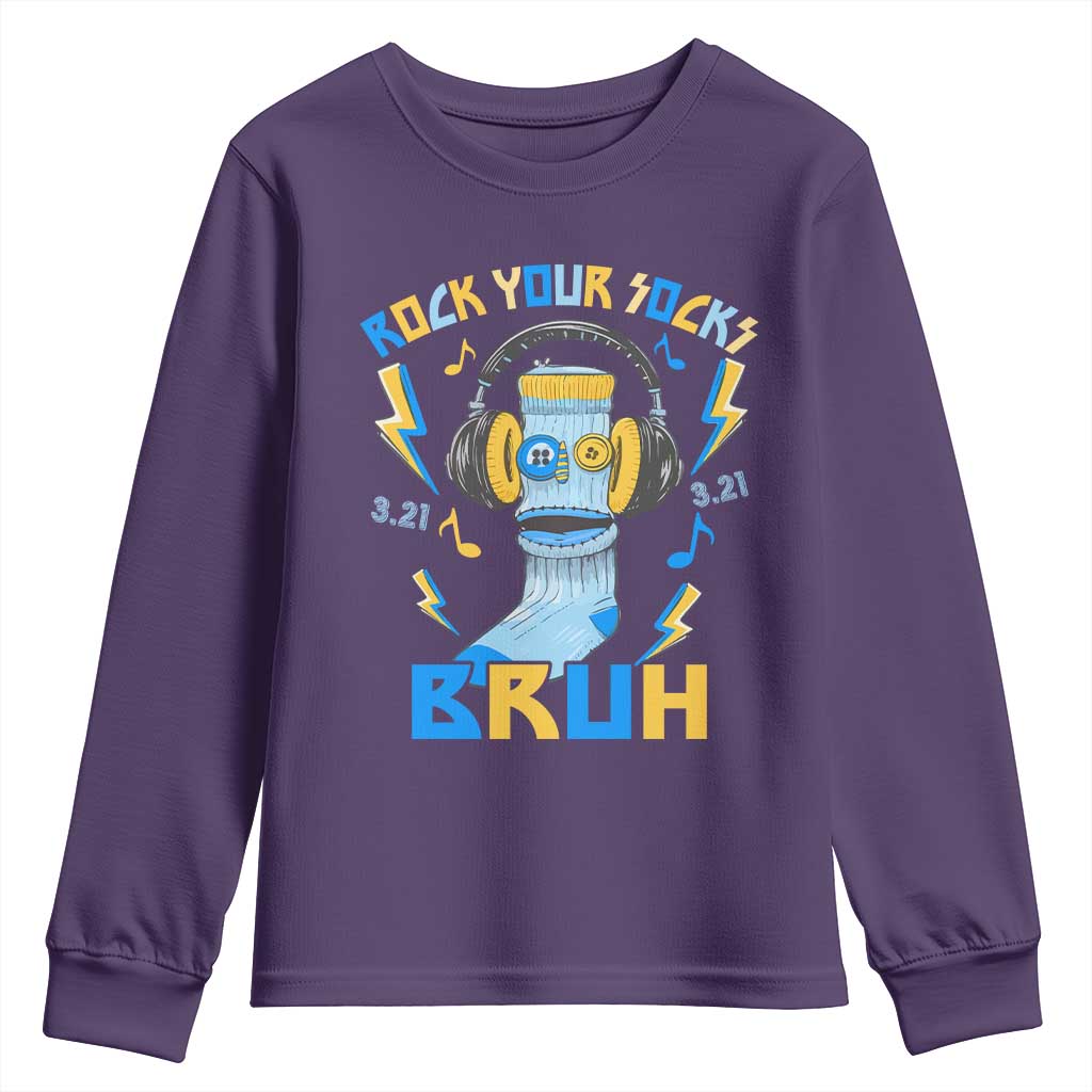 World Down Syndrome Day Youth Sweatshirt Rock Your Sock Bruh Support 321 TS10 Purple Print Your Wear