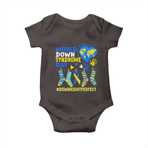 World Down Syndrome Day Baby Onesie Blue Yellow Ribbon Down Right Perfect Awareness Support TS10 Dark Chocolate Print Your Wear