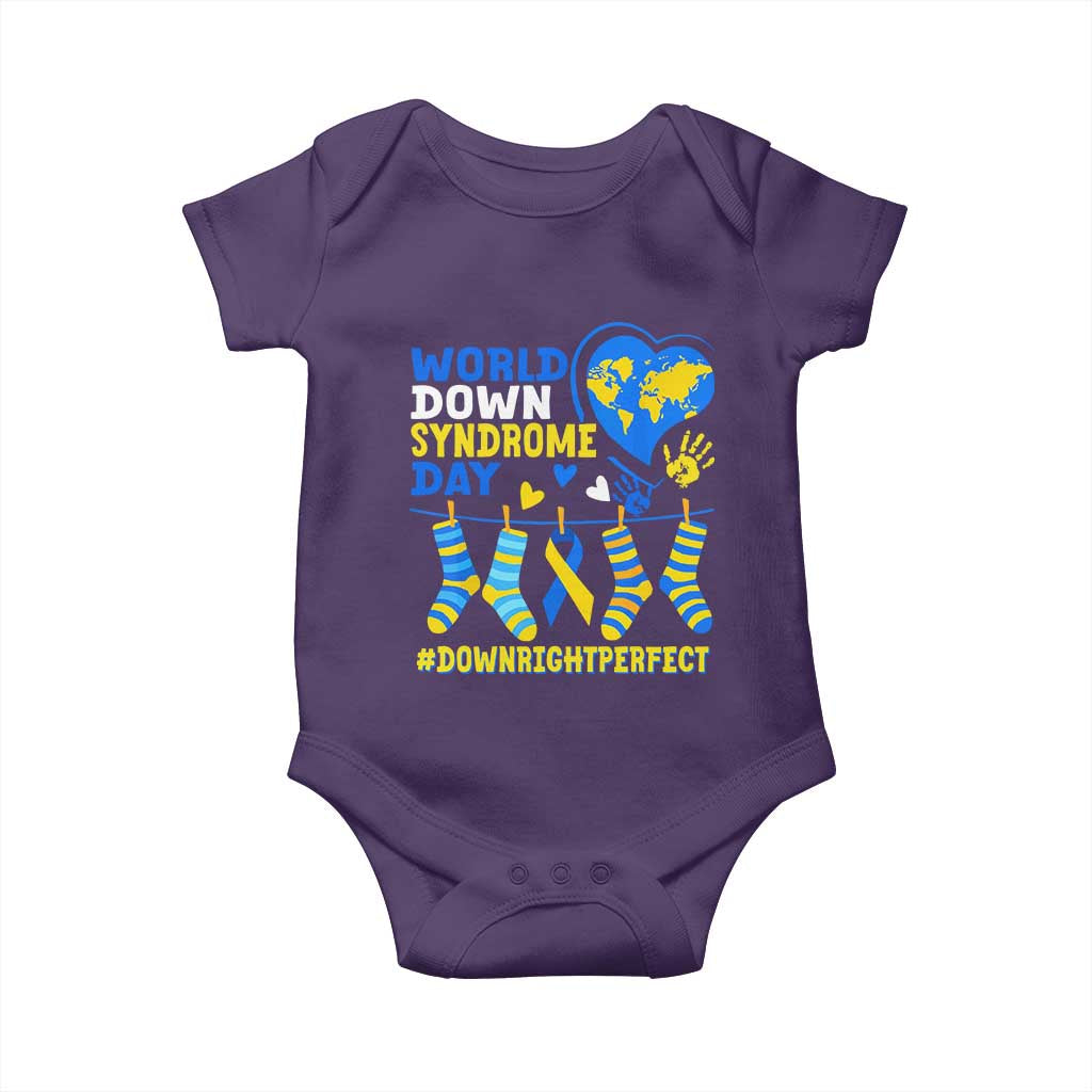 World Down Syndrome Day Baby Onesie Blue Yellow Ribbon Down Right Perfect Awareness Support TS10 Purple Print Your Wear