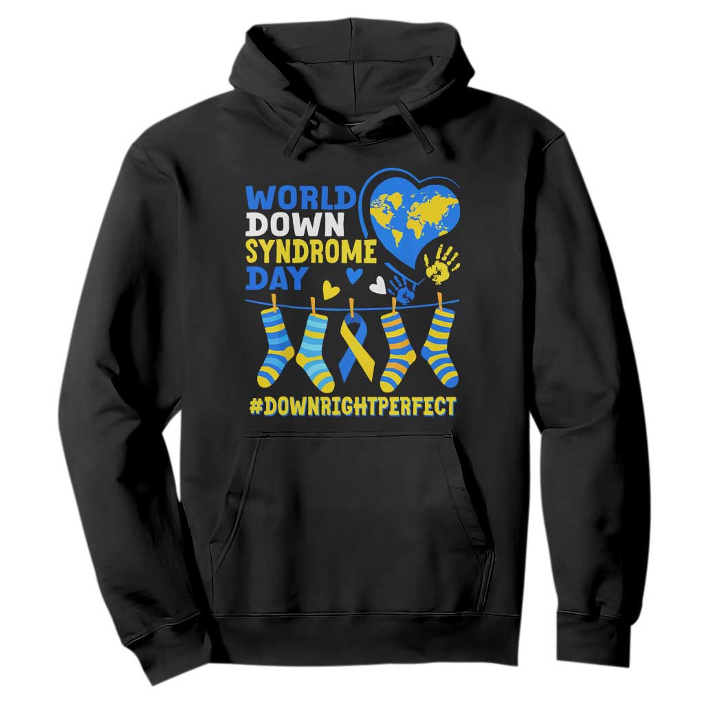 World Down Syndrome Day Hoodie Blue Yellow Ribbon Down Right Perfect Awareness Support TS10 Black Print Your Wear