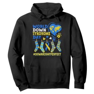 World Down Syndrome Day Hoodie Blue Yellow Ribbon Down Right Perfect Awareness Support TS10 Black Print Your Wear