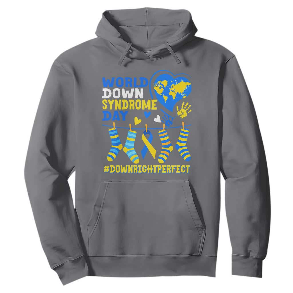 World Down Syndrome Day Hoodie Blue Yellow Ribbon Down Right Perfect Awareness Support TS10 Charcoal Print Your Wear