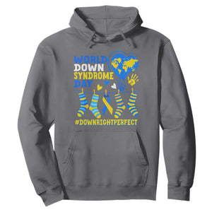 World Down Syndrome Day Hoodie Blue Yellow Ribbon Down Right Perfect Awareness Support TS10 Charcoal Print Your Wear
