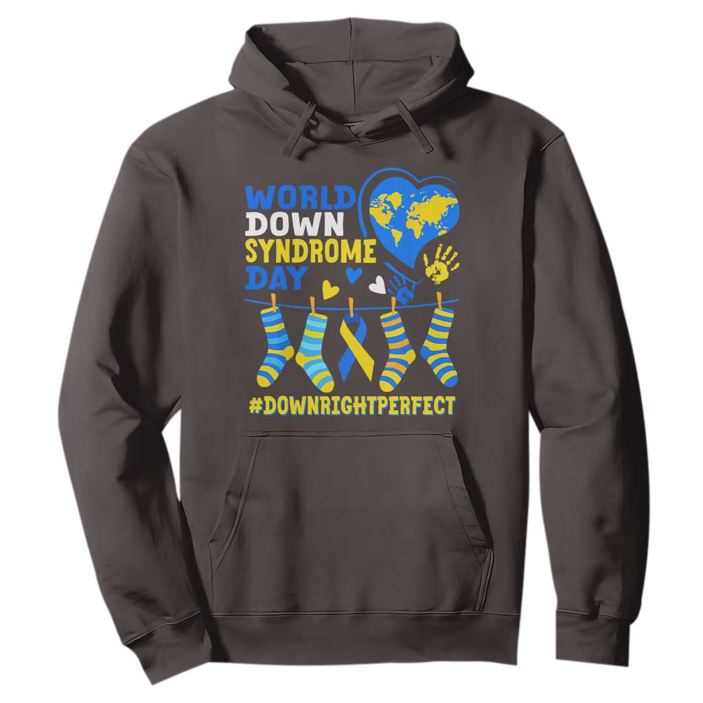World Down Syndrome Day Hoodie Blue Yellow Ribbon Down Right Perfect Awareness Support TS10 Dark Chocolate Print Your Wear