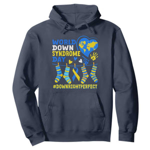 World Down Syndrome Day Hoodie Blue Yellow Ribbon Down Right Perfect Awareness Support TS10 Navy Print Your Wear