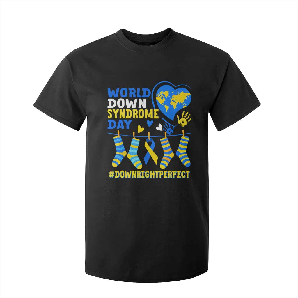 World Down Syndrome Day T Shirt For Kid Blue Yellow Ribbon Down Right Perfect Awareness Support TS10 Black Print Your Wear