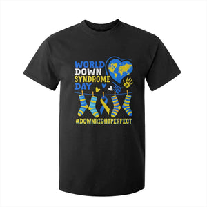 World Down Syndrome Day T Shirt For Kid Blue Yellow Ribbon Down Right Perfect Awareness Support TS10 Black Print Your Wear