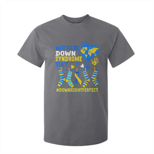World Down Syndrome Day T Shirt For Kid Blue Yellow Ribbon Down Right Perfect Awareness Support TS10 Charcoal Print Your Wear