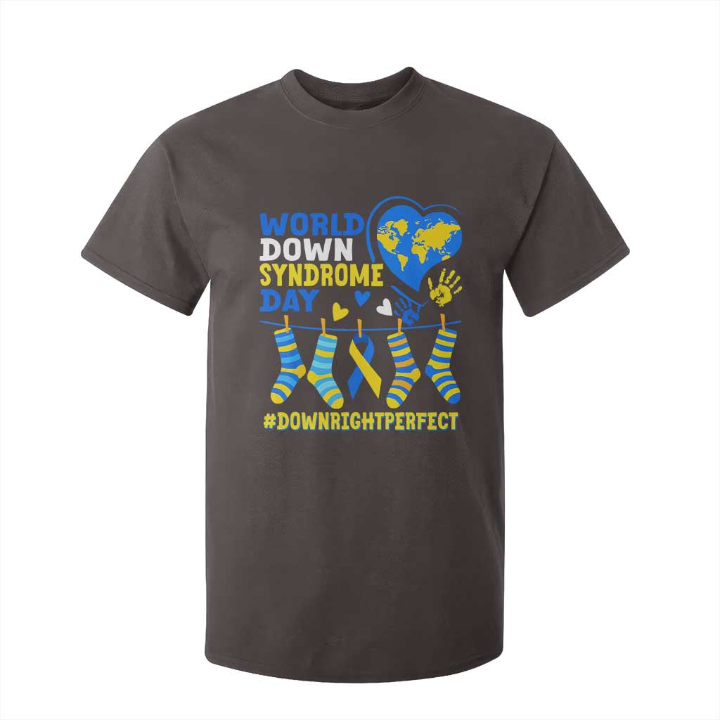 World Down Syndrome Day T Shirt For Kid Blue Yellow Ribbon Down Right Perfect Awareness Support TS10 Dark Chocolate Print Your Wear