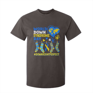 World Down Syndrome Day T Shirt For Kid Blue Yellow Ribbon Down Right Perfect Awareness Support TS10 Dark Chocolate Print Your Wear