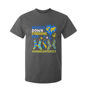 World Down Syndrome Day T Shirt For Kid Blue Yellow Ribbon Down Right Perfect Awareness Support TS10 Dark Heather Print Your Wear