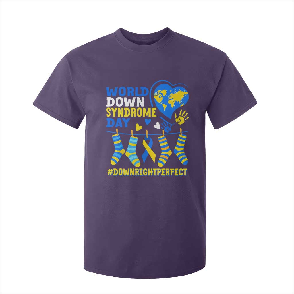 World Down Syndrome Day T Shirt For Kid Blue Yellow Ribbon Down Right Perfect Awareness Support TS10 Purple Print Your Wear