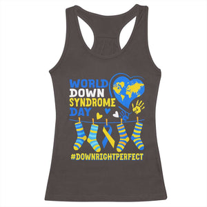 World Down Syndrome Day Racerback Tank Top Blue Yellow Ribbon Down Right Perfect Awareness Support TS10 Dark Chocolate Print Your Wear