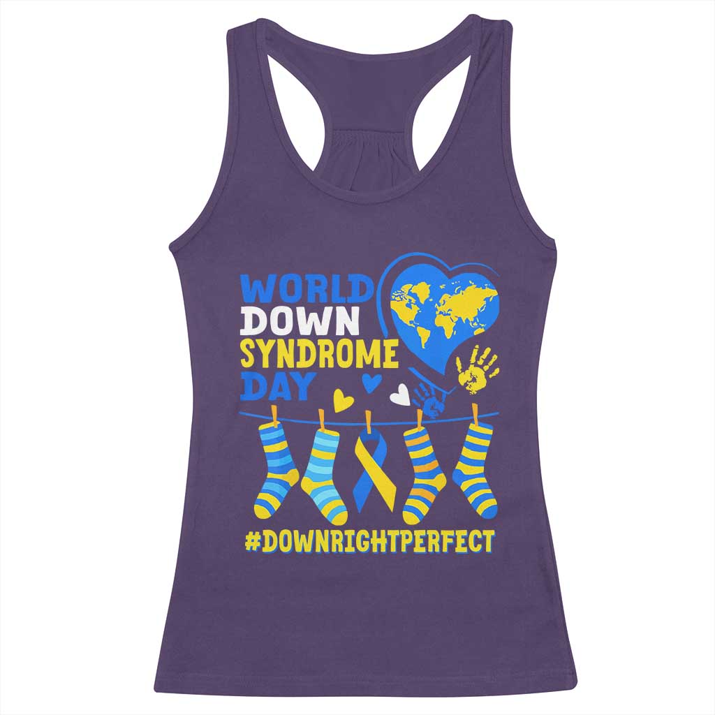 World Down Syndrome Day Racerback Tank Top Blue Yellow Ribbon Down Right Perfect Awareness Support TS10 Purple Print Your Wear