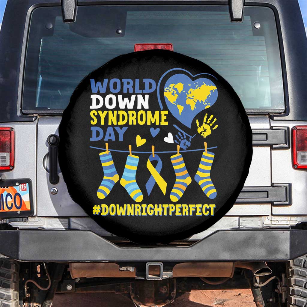 World Down Syndrome Day Spare Tire Cover Blue Yellow Ribbon Down Right Perfect Awareness Support TS10 No hole Black Print Your Wear
