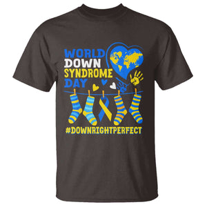 World Down Syndrome Day T Shirt Blue Yellow Ribbon Down Right Perfect Awareness Support TS10 Dark Chocolate Print Your Wear