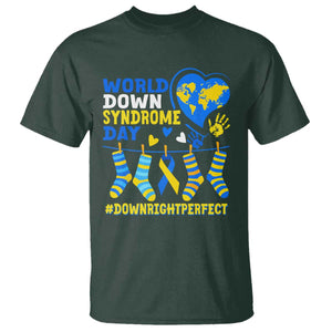 World Down Syndrome Day T Shirt Blue Yellow Ribbon Down Right Perfect Awareness Support TS10 Dark Forest Green Print Your Wear
