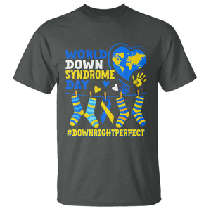 World Down Syndrome Day T Shirt Blue Yellow Ribbon Down Right Perfect Awareness Support TS10 Dark Heather Print Your Wear