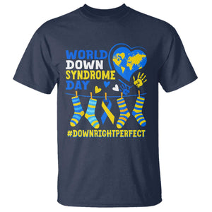 World Down Syndrome Day T Shirt Blue Yellow Ribbon Down Right Perfect Awareness Support TS10 Navy Print Your Wear