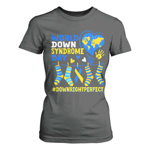 World Down Syndrome Day T Shirt For Women Blue Yellow Ribbon Down Right Perfect Awareness Support TS10 Dark Heather Print Your Wear