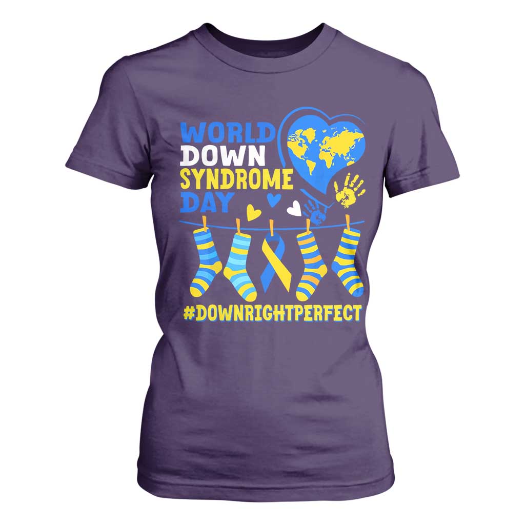 World Down Syndrome Day T Shirt For Women Blue Yellow Ribbon Down Right Perfect Awareness Support TS10 Purple Print Your Wear