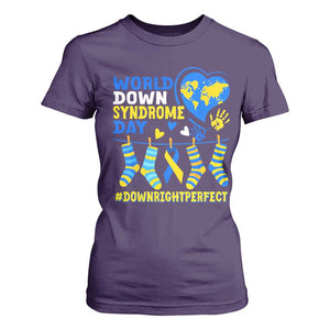 World Down Syndrome Day T Shirt For Women Blue Yellow Ribbon Down Right Perfect Awareness Support TS10 Purple Print Your Wear