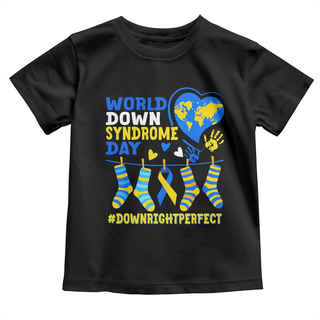 World Down Syndrome Day Toddler T Shirt Blue Yellow Ribbon Down Right Perfect Awareness Support TS10 Black Print Your Wear