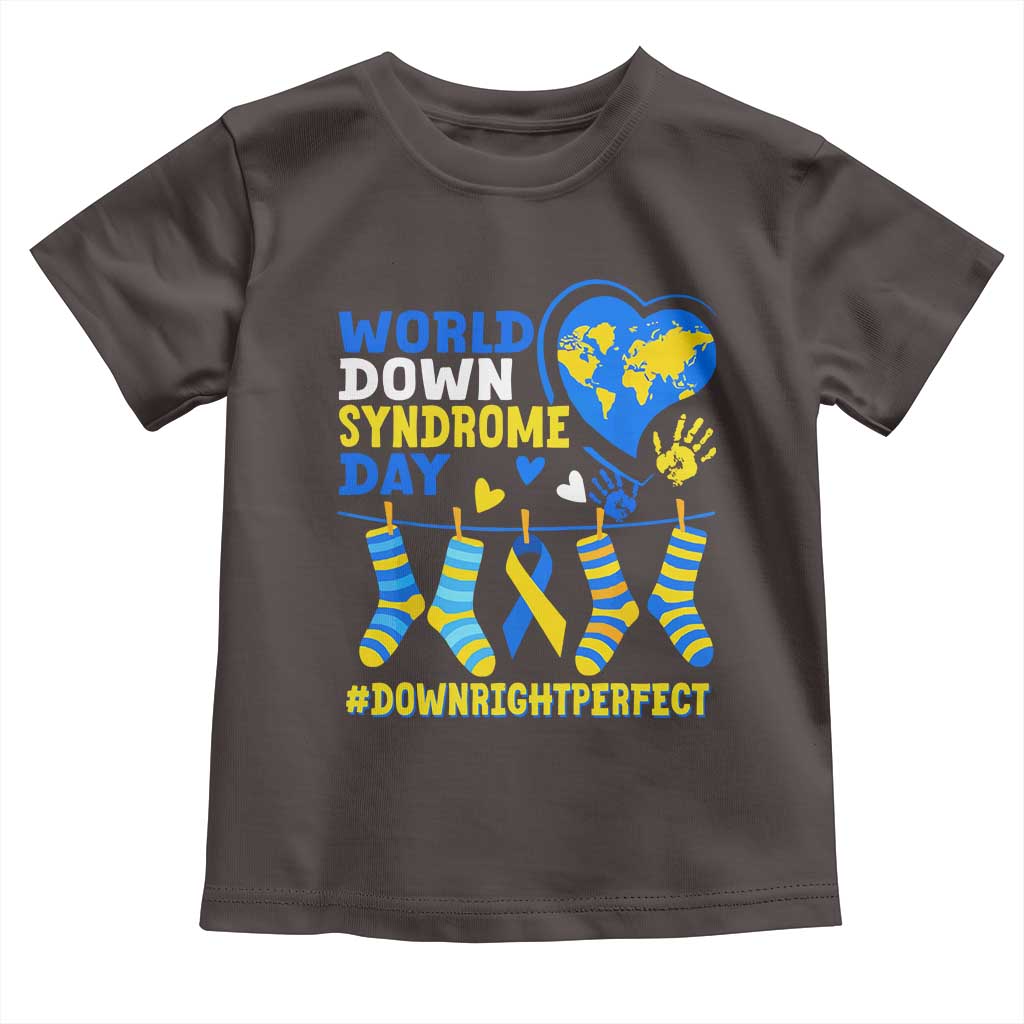 World Down Syndrome Day Toddler T Shirt Blue Yellow Ribbon Down Right Perfect Awareness Support TS10 Dark Chocolate Print Your Wear