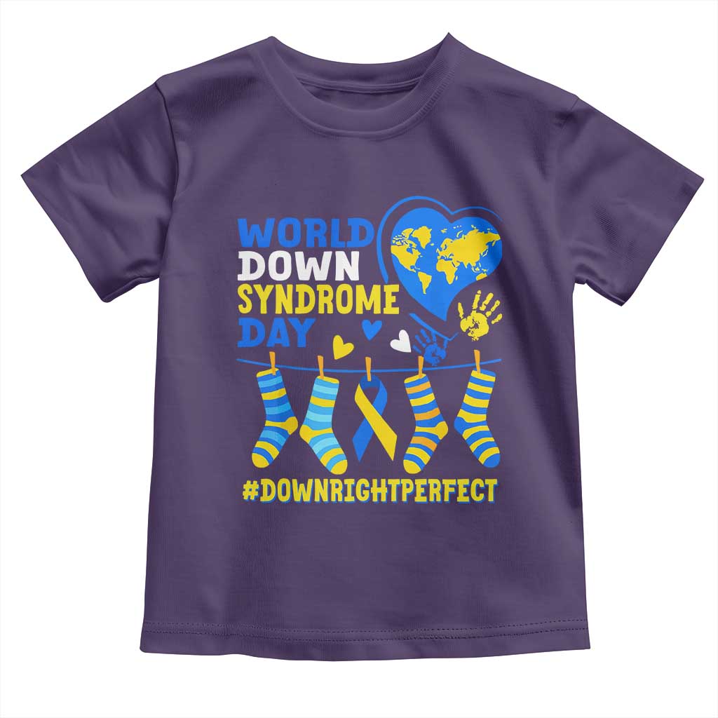 World Down Syndrome Day Toddler T Shirt Blue Yellow Ribbon Down Right Perfect Awareness Support TS10 Purple Print Your Wear