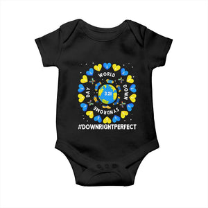 World Down Syndrome Day Baby Onesie 321 Awareness Support Blue Yellow Ribbon Down Right Perfect TS10 Black Print Your Wear