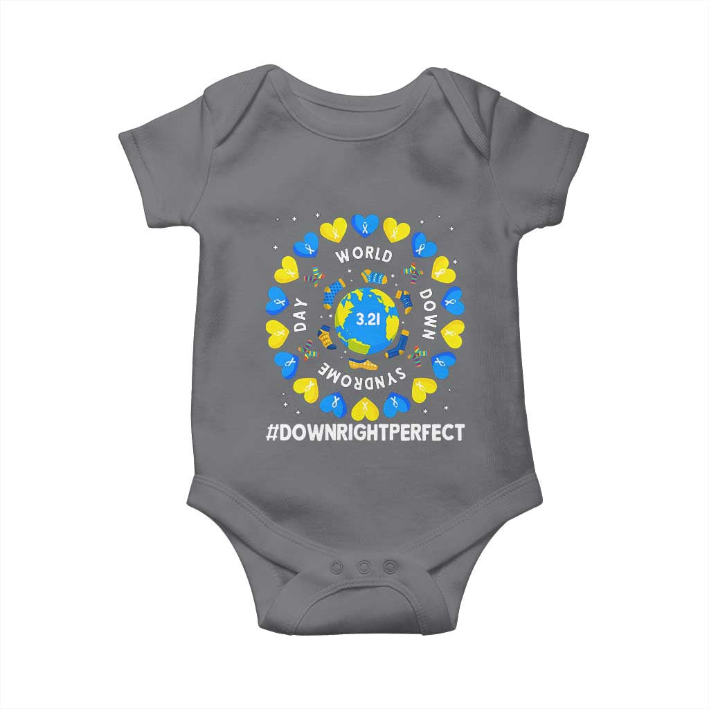 World Down Syndrome Day Baby Onesie 321 Awareness Support Blue Yellow Ribbon Down Right Perfect TS10 Charcoal Print Your Wear