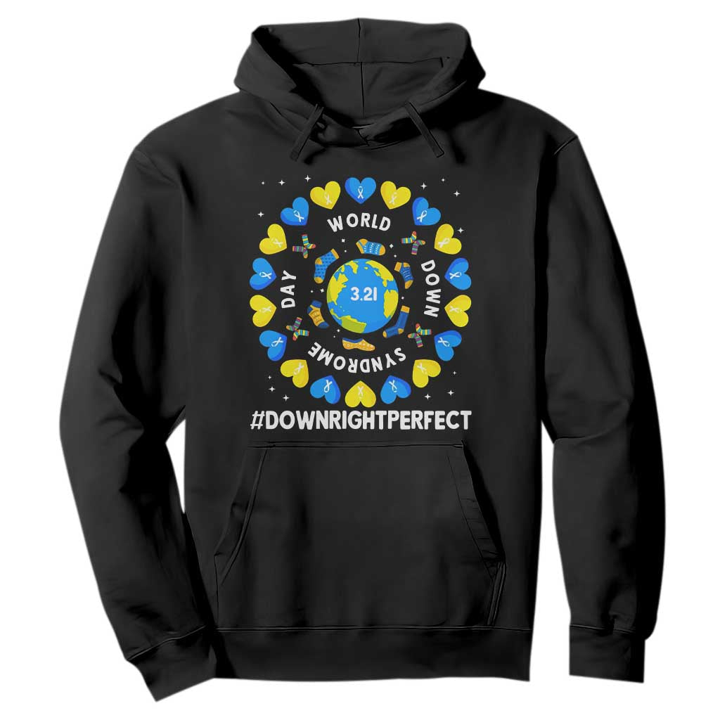 World Down Syndrome Day Hoodie 321 Awareness Support Blue Yellow Ribbon Down Right Perfect TS10 Black Print Your Wear