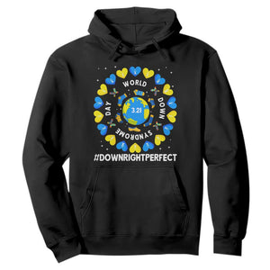 World Down Syndrome Day Hoodie 321 Awareness Support Blue Yellow Ribbon Down Right Perfect TS10 Black Print Your Wear