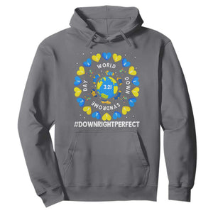 World Down Syndrome Day Hoodie 321 Awareness Support Blue Yellow Ribbon Down Right Perfect TS10 Charcoal Print Your Wear