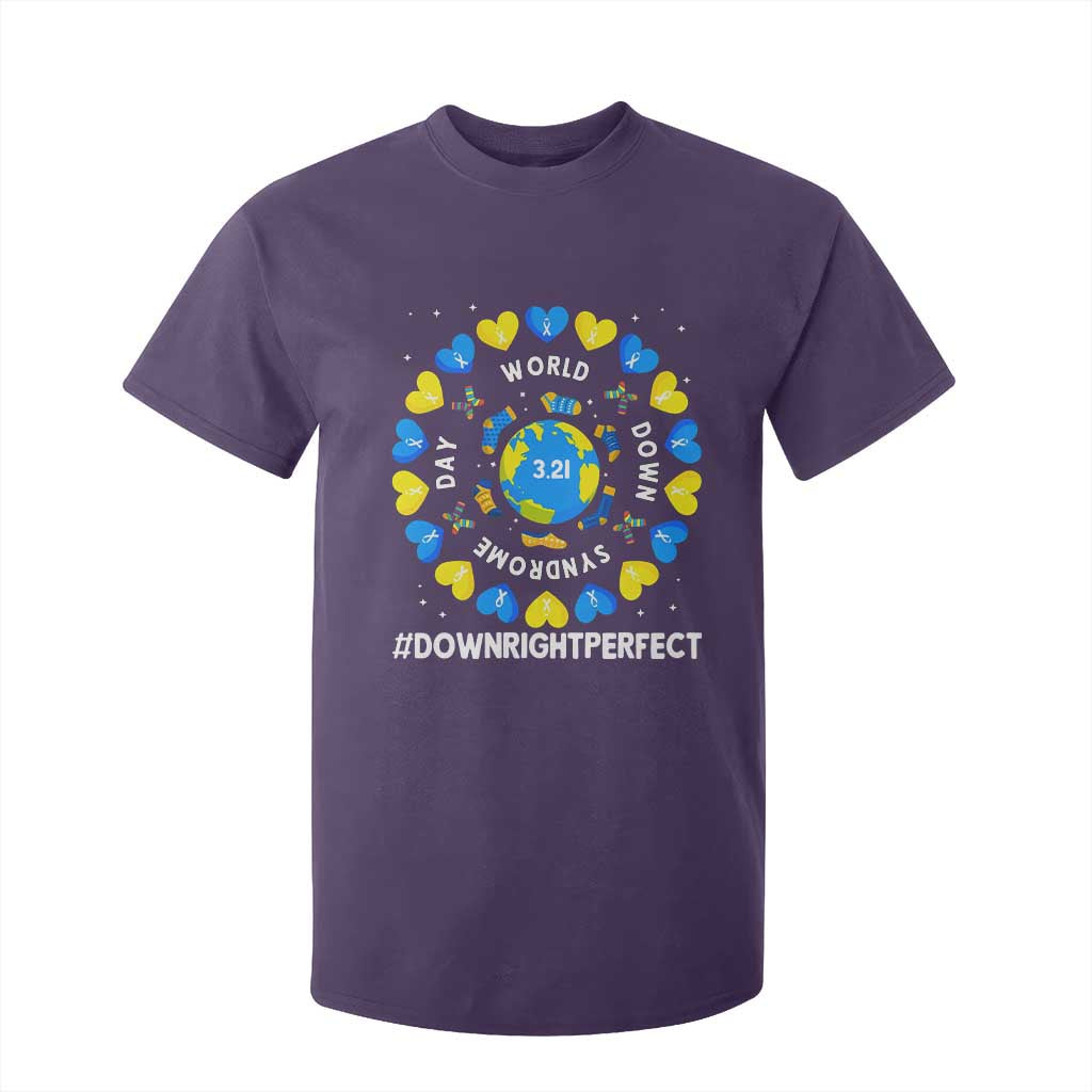World Down Syndrome Day T Shirt For Kid 321 Awareness Support Blue Yellow Ribbon Down Right Perfect TS10 Purple Print Your Wear